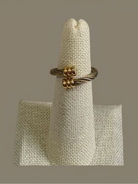 Gold-Tone Twisted Cable Open Ring 6.5